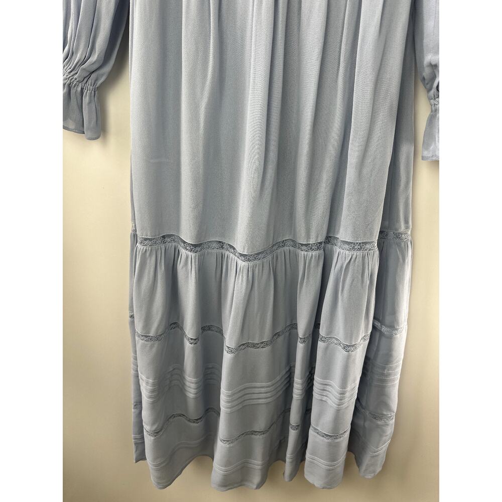 Reformation Jessy Dress Smocked Midi Dress Mineral Blue Boho Women's Size 6 - Picture 5 of 16